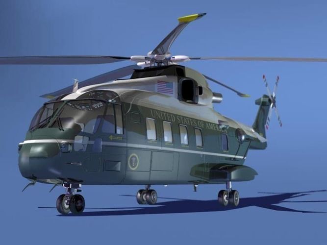 Marine One US101 Helicopter 3D Model .max .obj .3ds .c4d .lwo .lw .lws