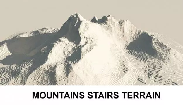 3d Terrain Mountains with stairs 3D model_0