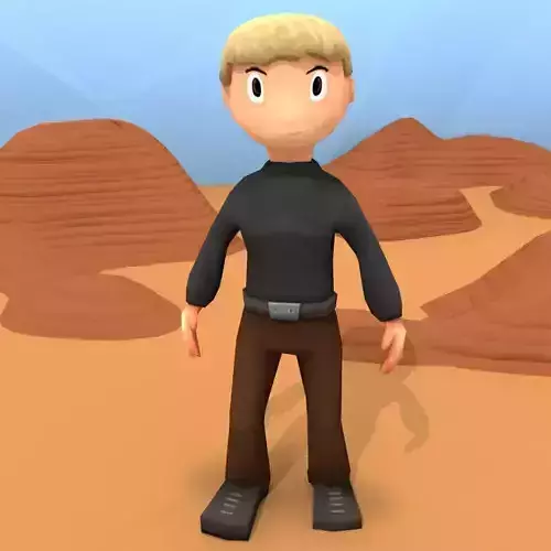 Low Poly Toon Male Character - Hand-Painted and Rigged Low-poly 3D model
