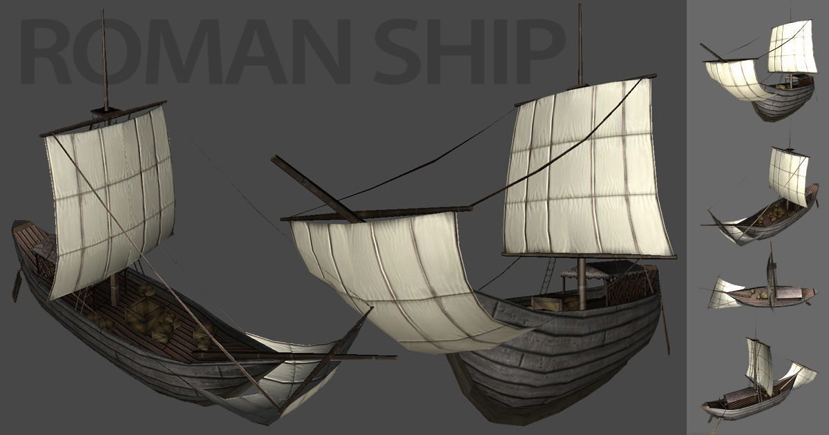 Roman Ship Low-poly 3D model_5