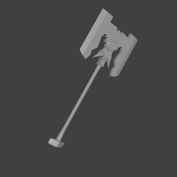Troll axe Low-poly 3D model_2