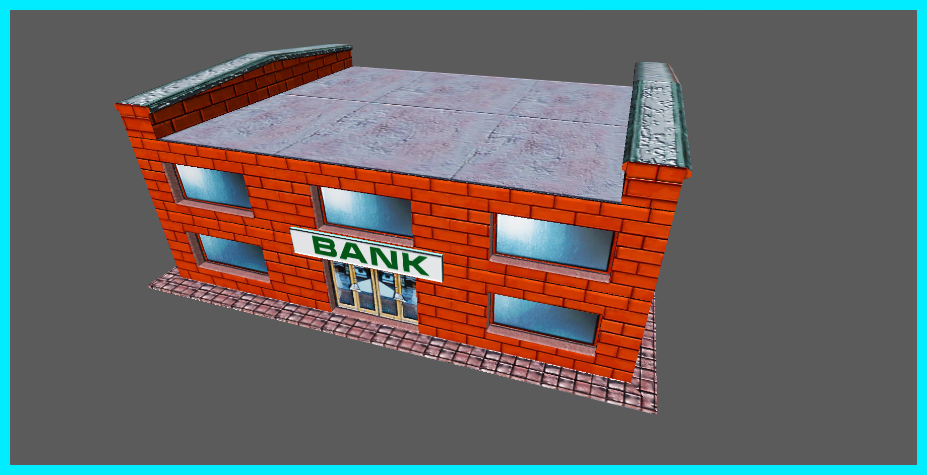 Small Bank Building Low-poly 3D model_21
