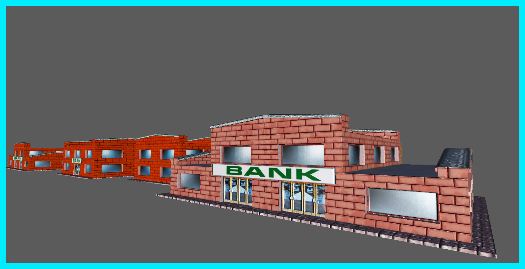 Small Bank Building Low-poly 3D model_5