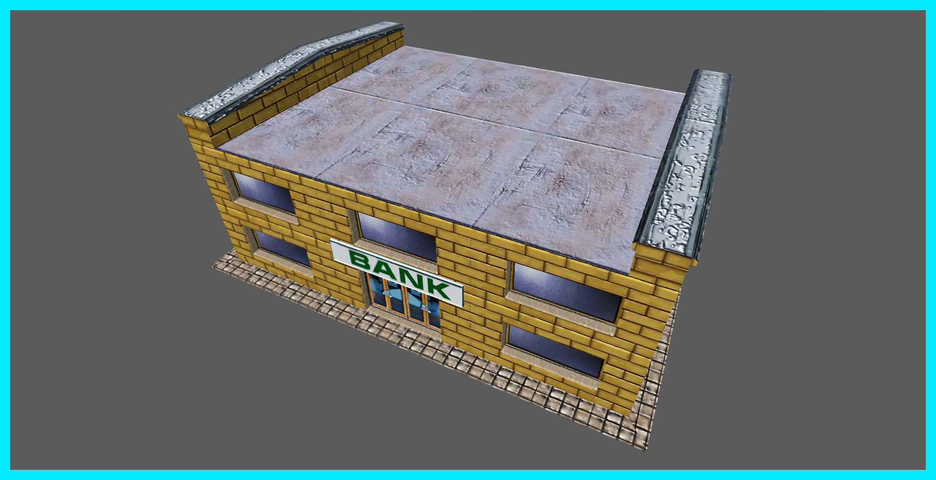 Small Bank Building Low-poly 3D model_10