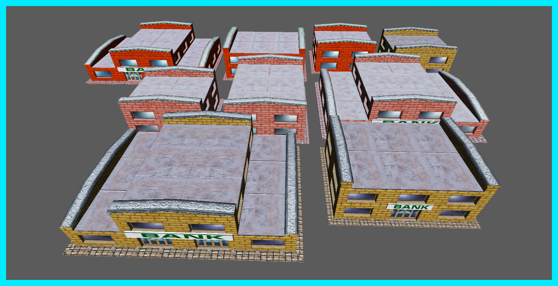 Small Bank Building Low-poly 3D model_0