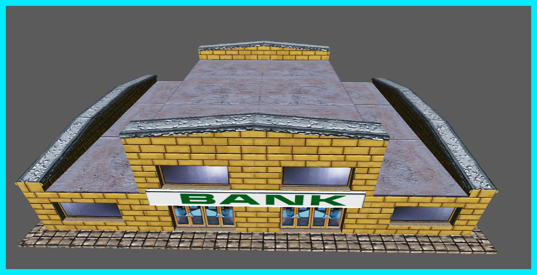 Small Bank Building Low-poly 3D model_15