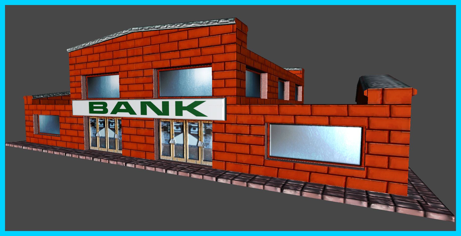 Small Bank Building Low-poly 3D model_28