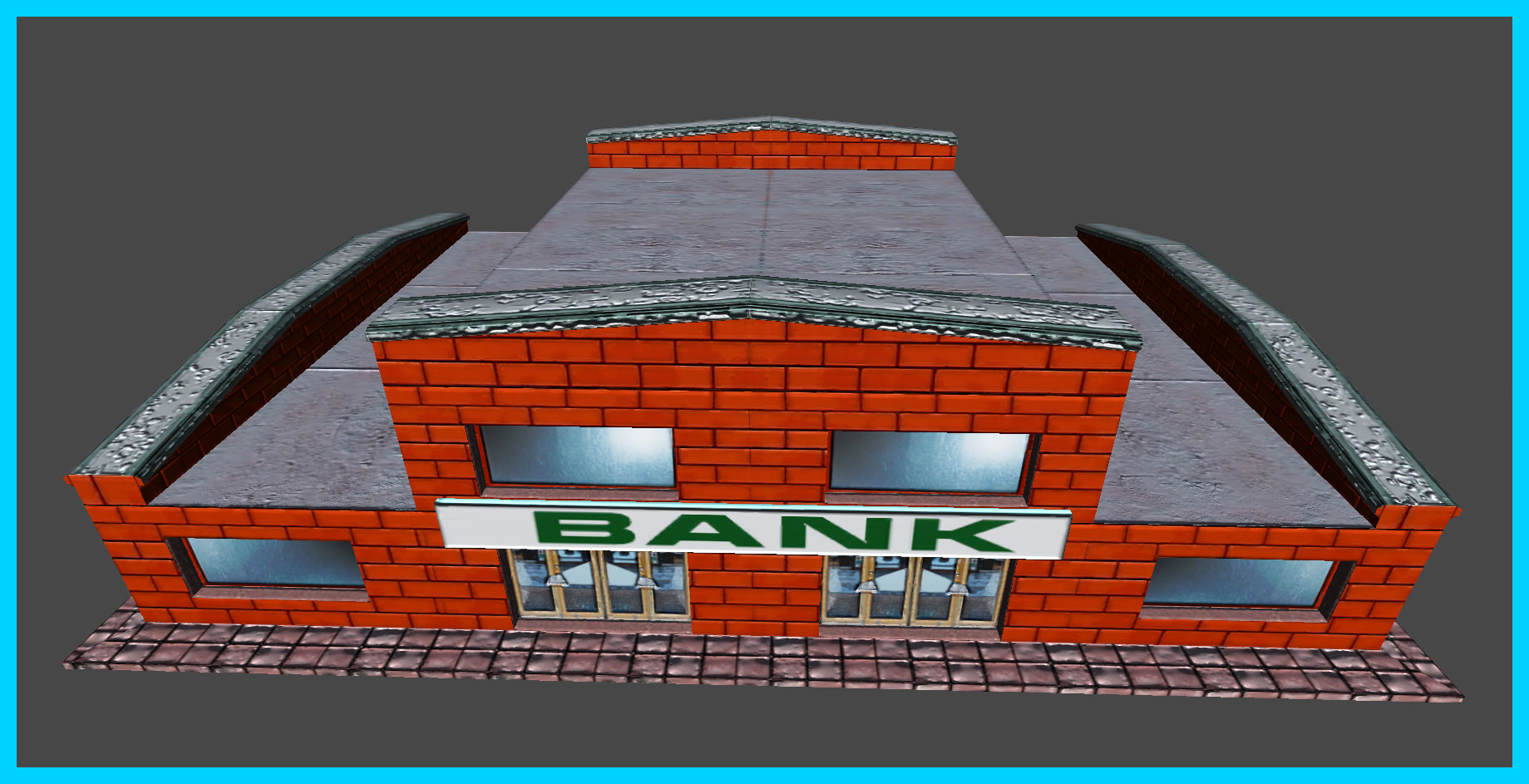Small Bank Building Low-poly 3D model_24