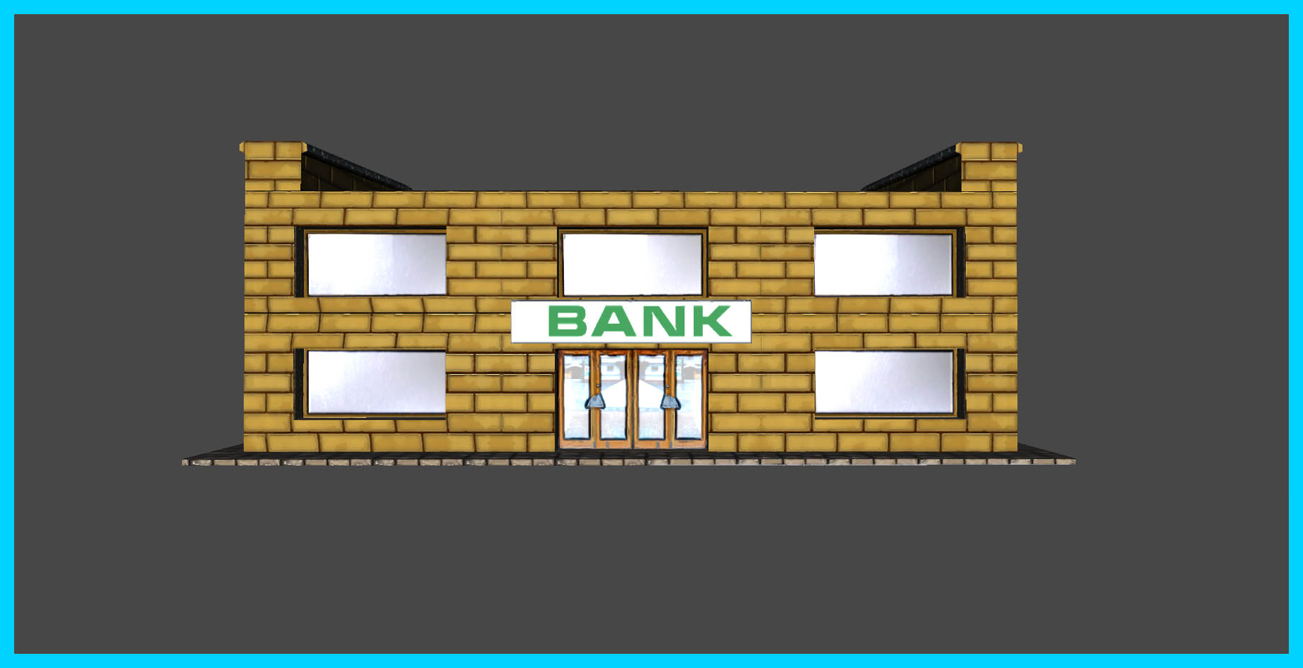 Small Bank Building Low-poly 3D model_9
