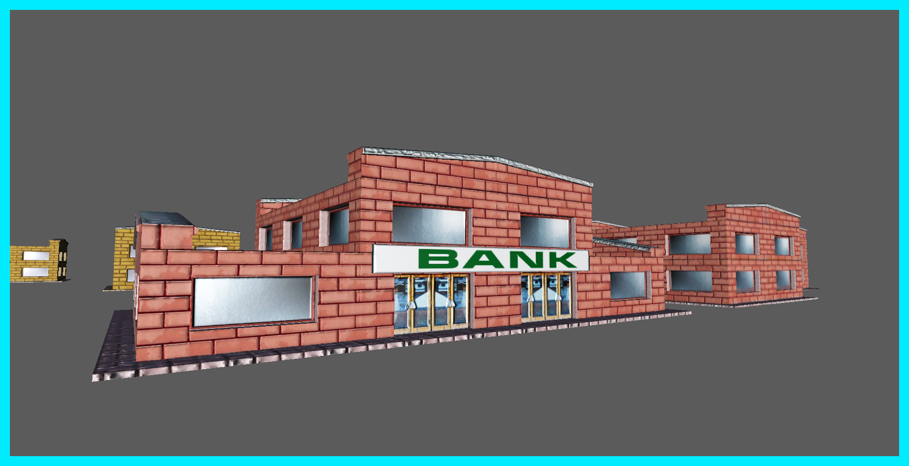 Small Bank Building Low-poly 3D model_8