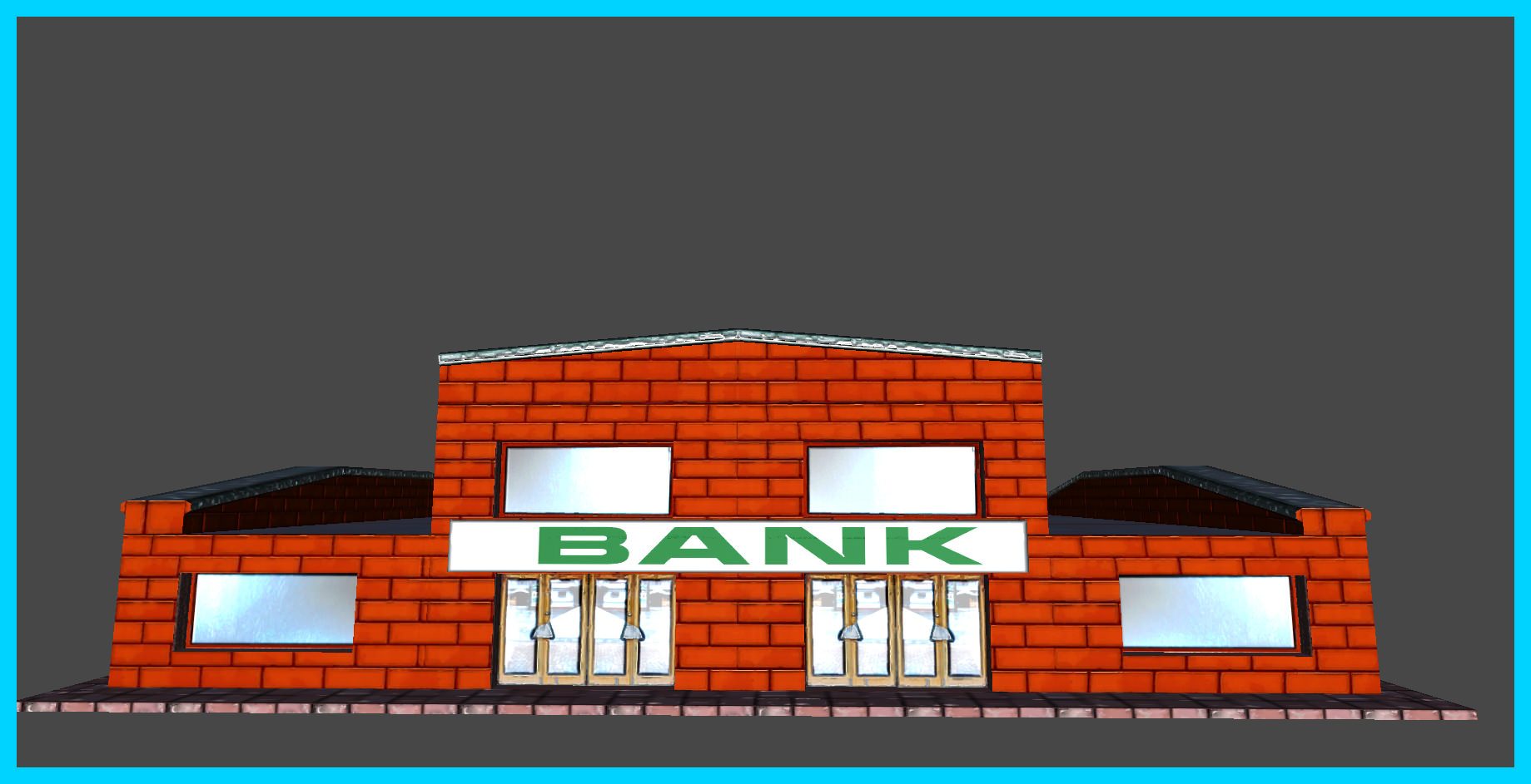Small Bank Building Low-poly 3D model_23