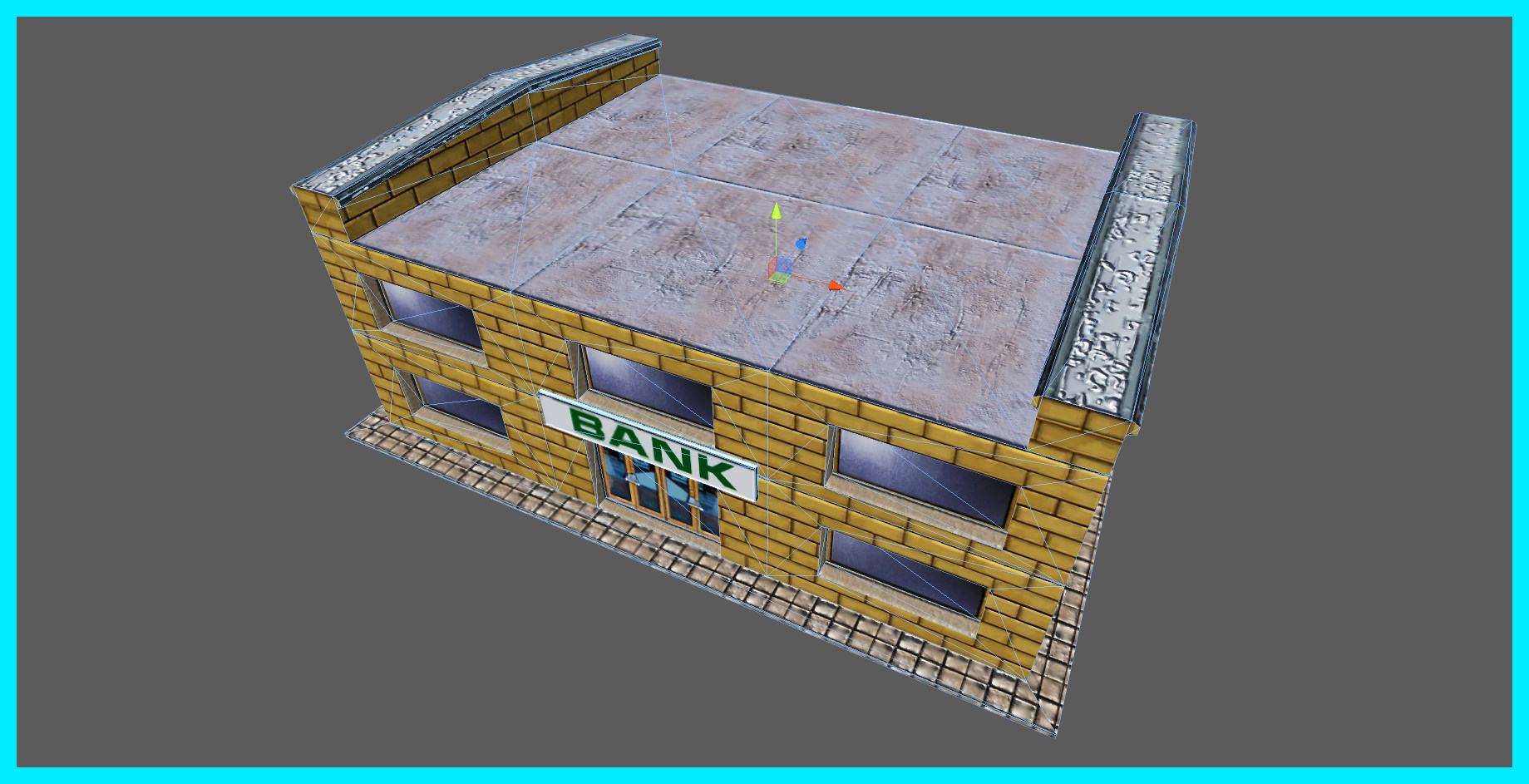 Small Bank Building Low-poly 3D model_13