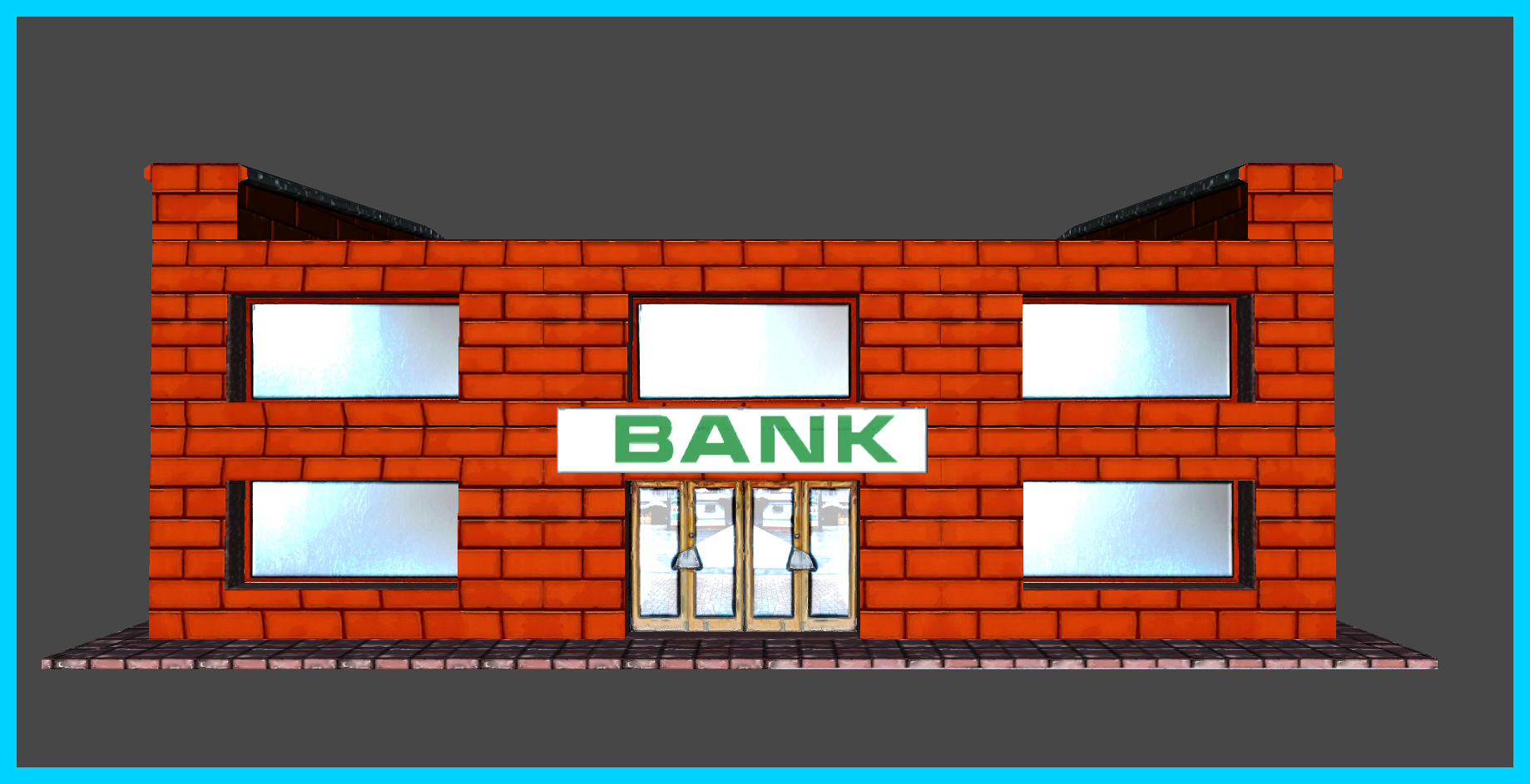 Small Bank Building Low-poly 3D model_22