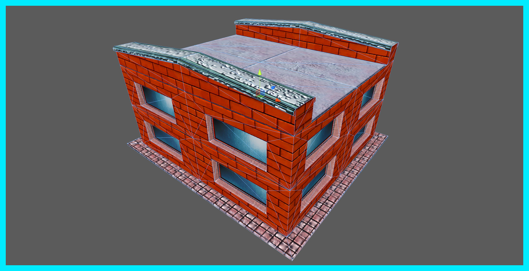 Small Bank Building Low-poly 3D model_16