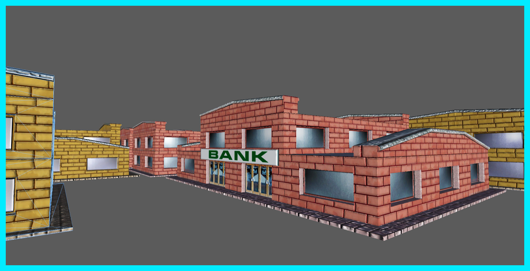 Small Bank Building Low-poly 3D model_1
