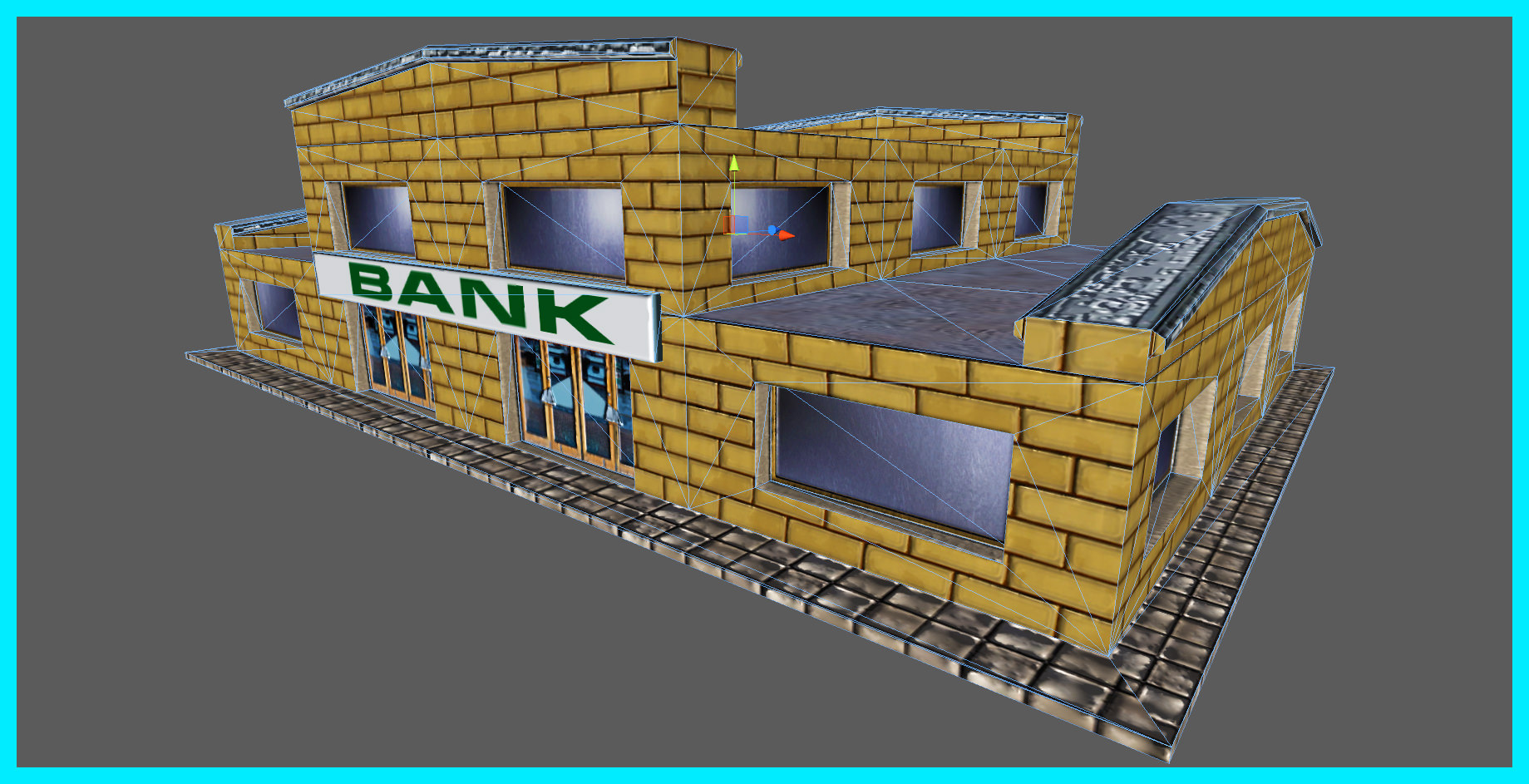 Small Bank Building Low-poly 3D model_12