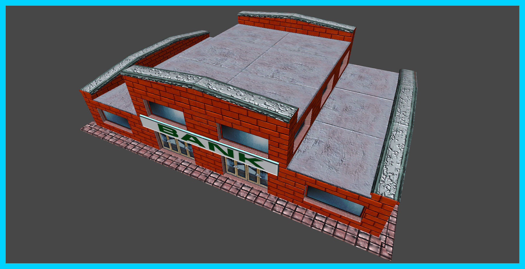 Small Bank Building Low-poly 3D model_26
