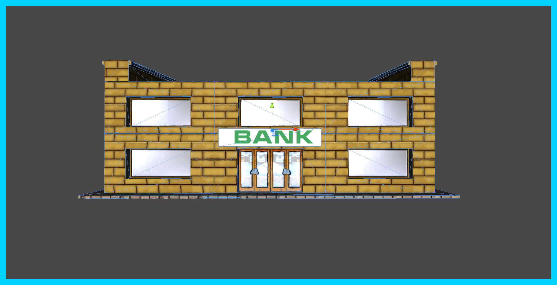 Small Bank Building Low-poly 3D model_7