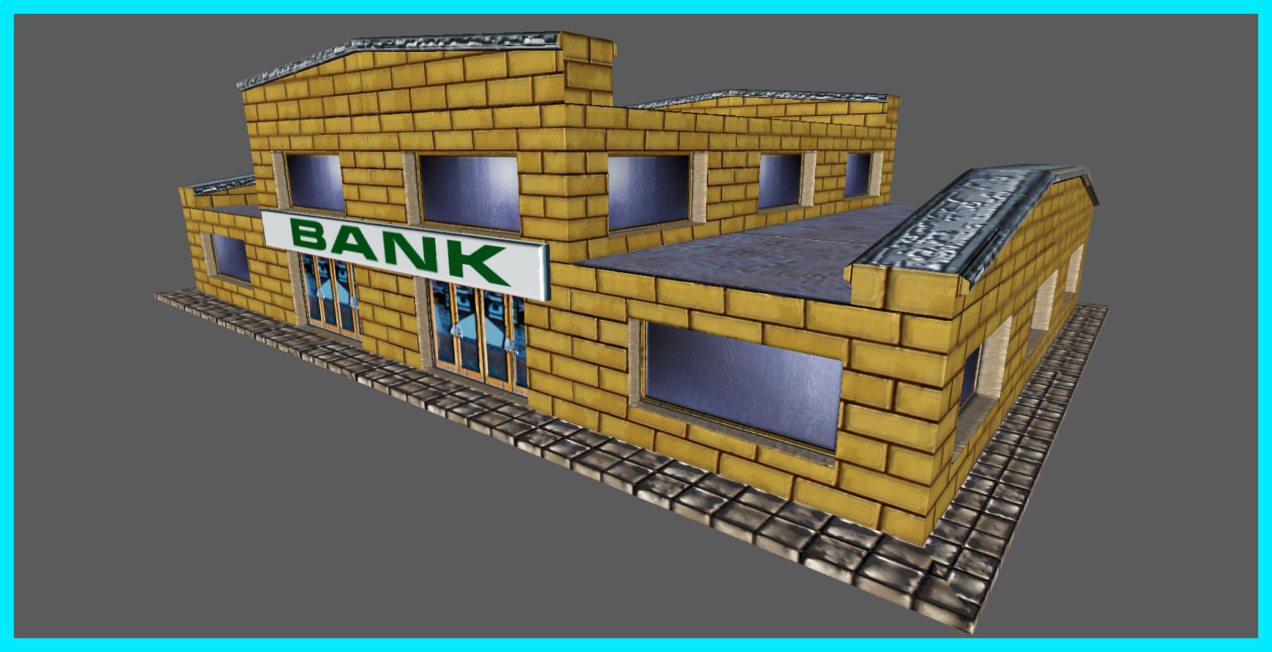 Small Bank Building Low-poly 3D model_14