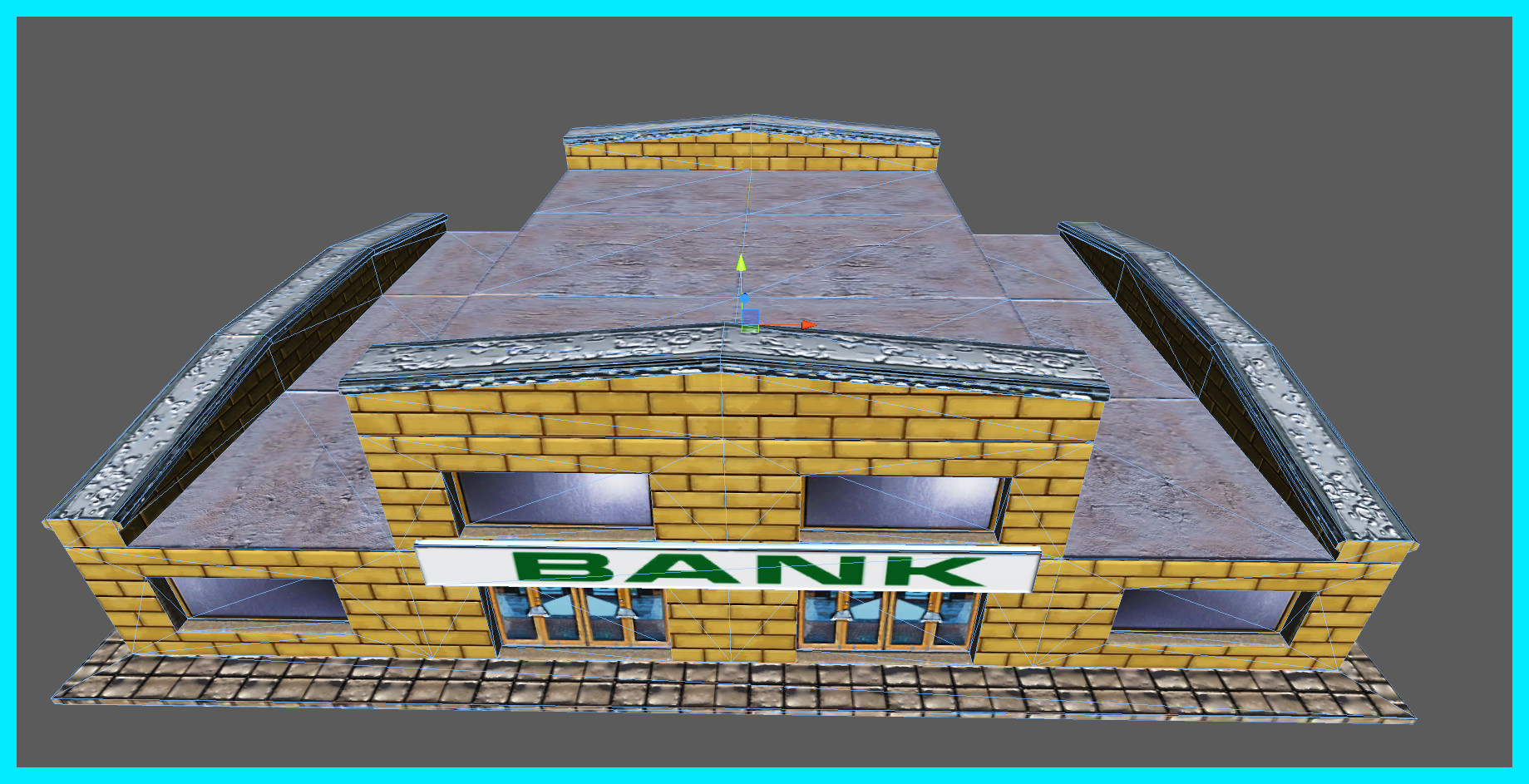 Small Bank Building Low-poly 3D model_17