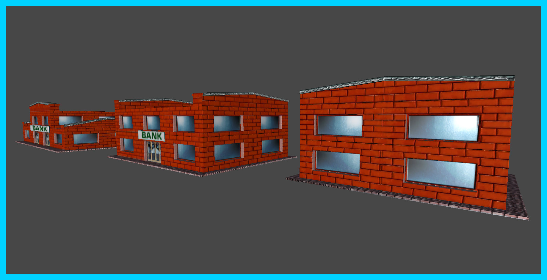 Small Bank Building Low-poly 3D model_27