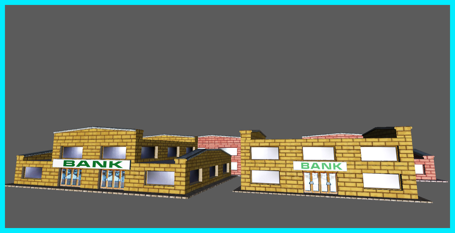Small Bank Building Low-poly 3D model_4