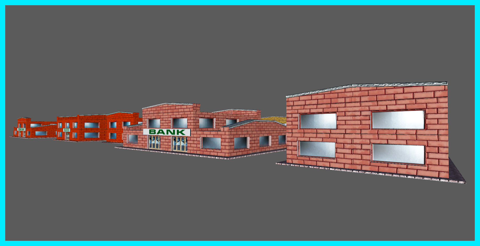Small Bank Building Low-poly 3D model_6