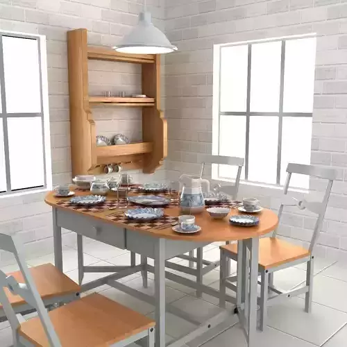 Tableware with Table and Chairs