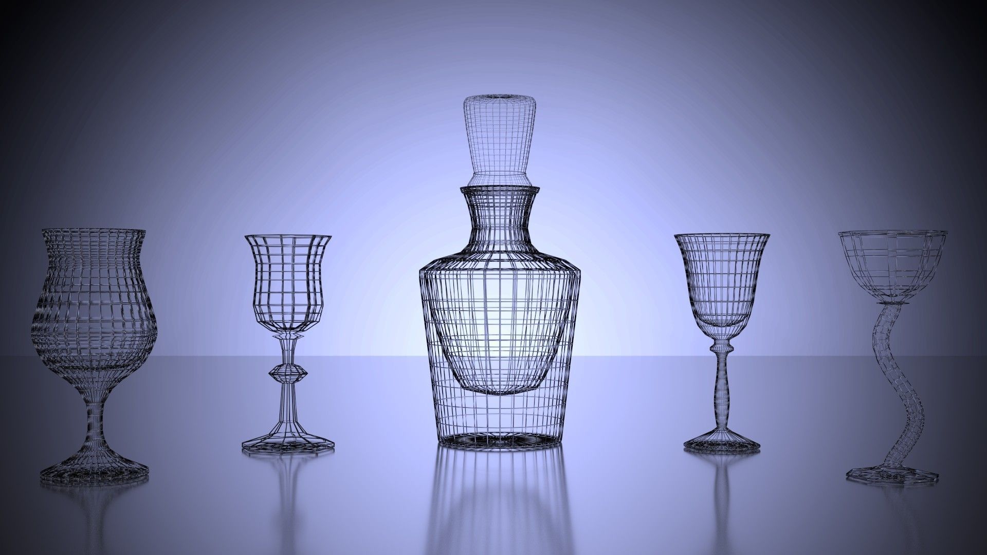 Liquor Set wine glass 3D model_1