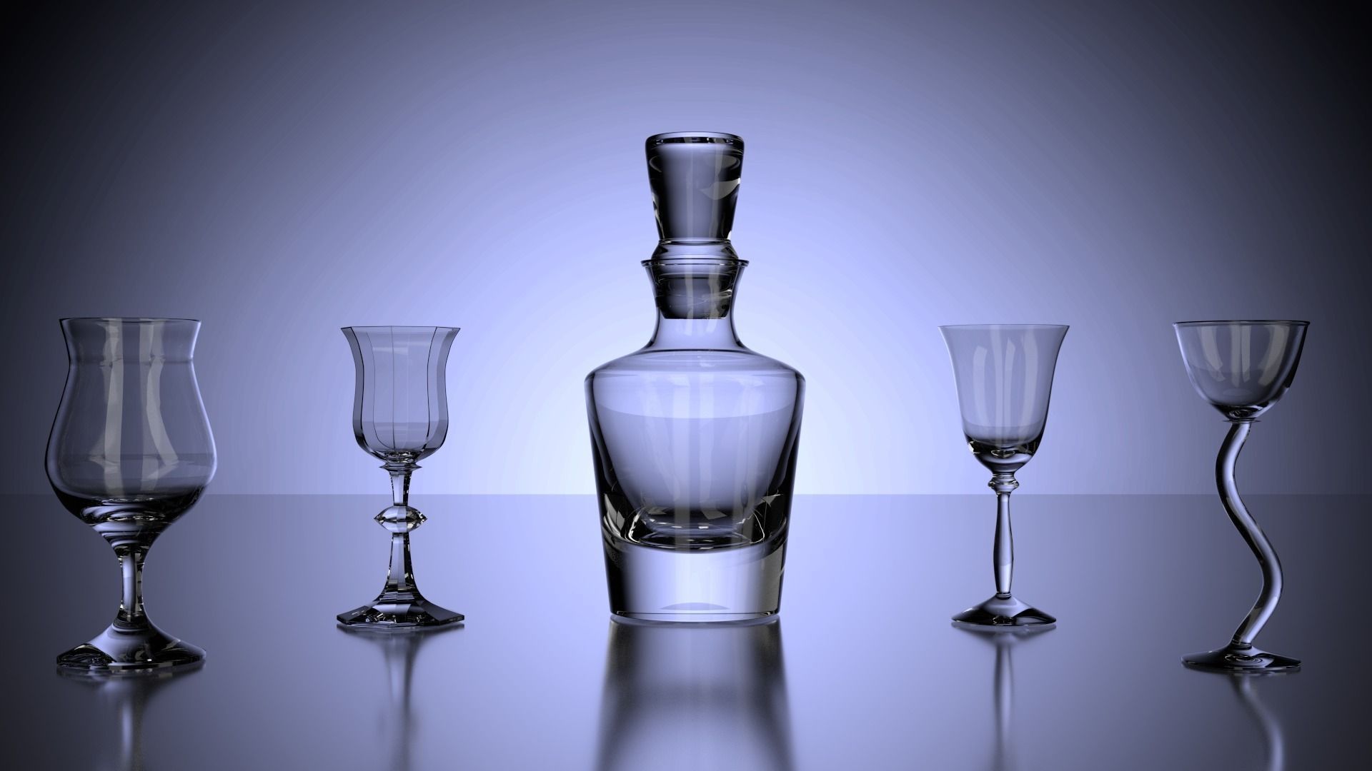Liquor Set wine glass 3D model_0