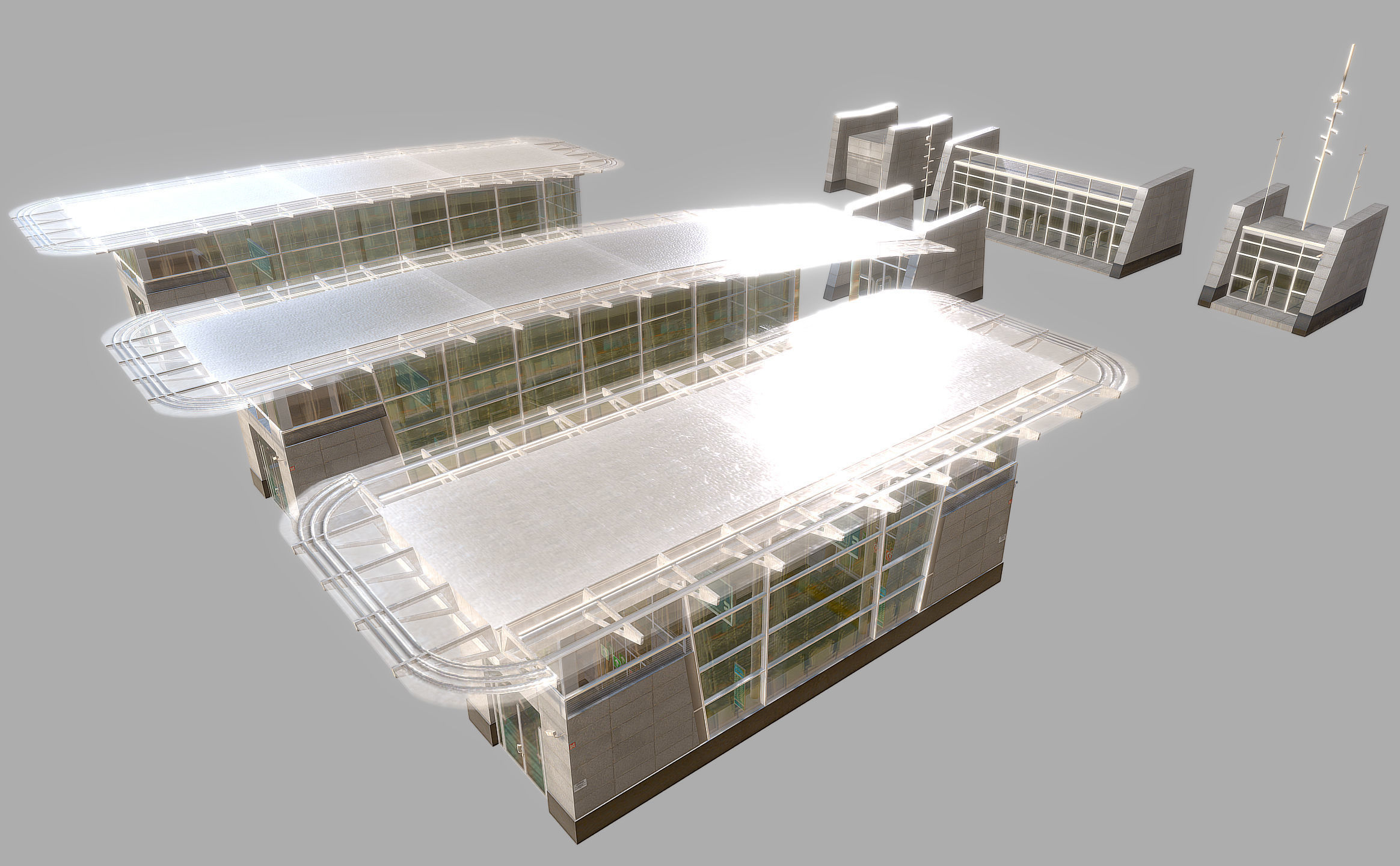 Underground Exit Security Room and a Energy Booth Low-poly 3D model_1