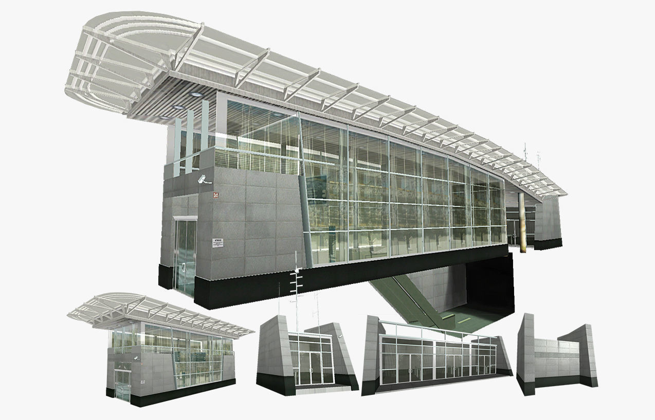 Underground Exit Security Room and a Energy Booth Low-poly 3D model_0