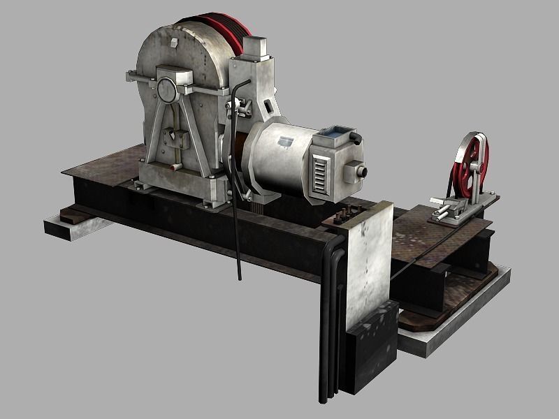 Geared Traction Machine Low-poly 3D model_6