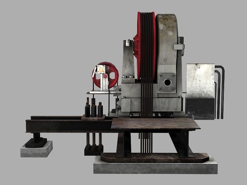 Geared Traction Machine Low-poly 3D model_3
