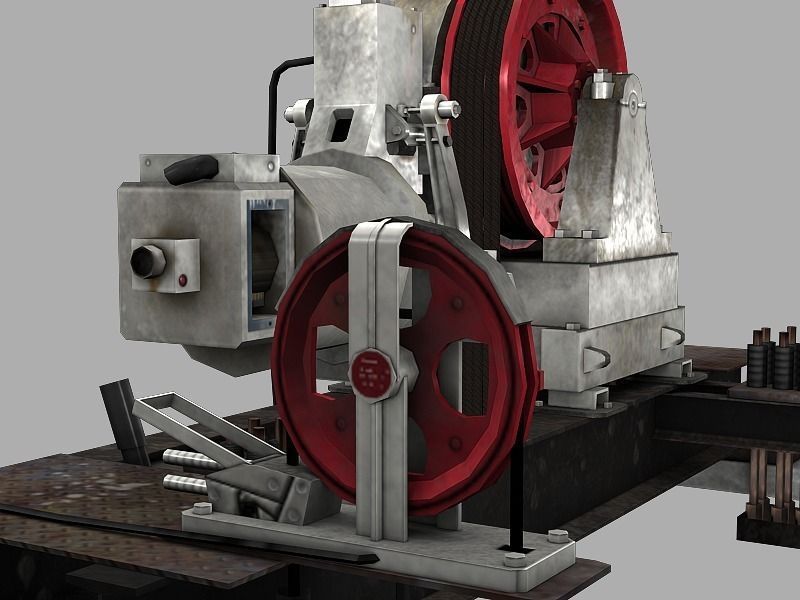 Geared Traction Machine Low-poly 3D model_10