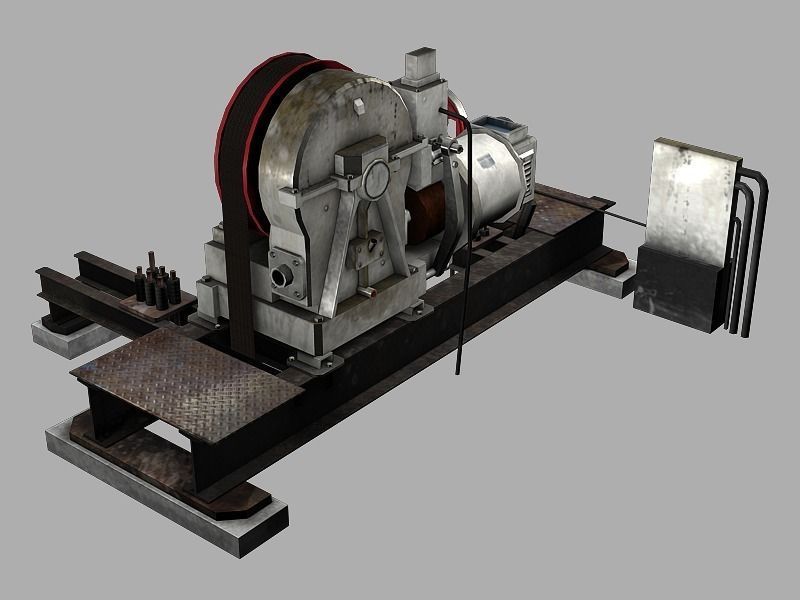 Geared Traction Machine Low-poly 3D model_4