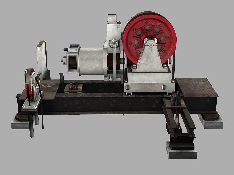 Geared Traction Machine Low-poly 3D model_1