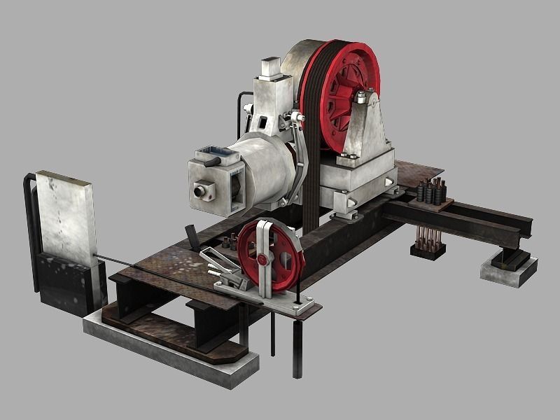 Geared Traction Machine Low-poly 3D model_0