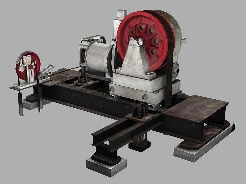 Geared Traction Machine Low-poly 3D model_2