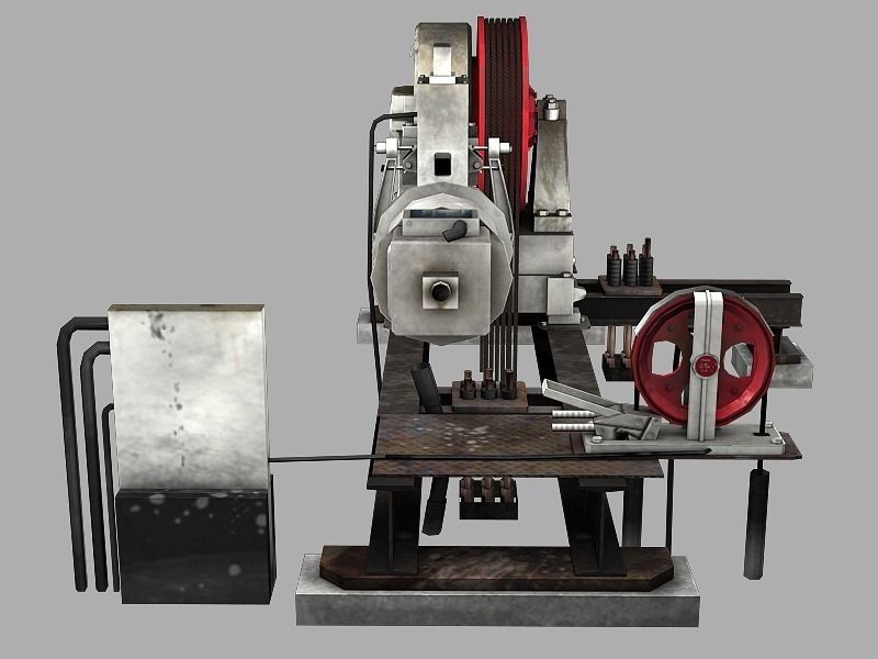 Geared Traction Machine Low-poly 3D model_7