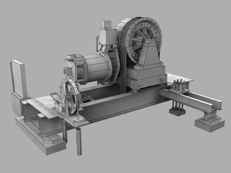 Geared Traction Machine Low-poly 3D model_11