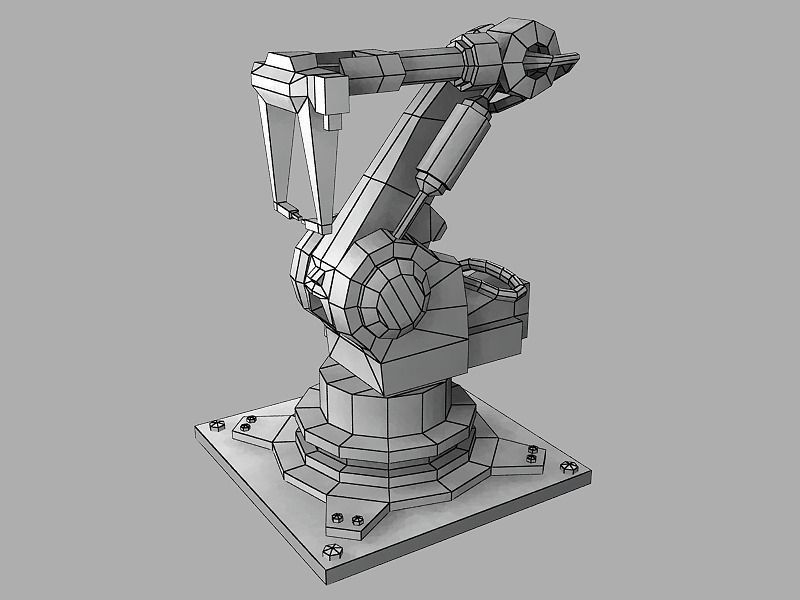 Robot Arm Low-poly 3D model_7