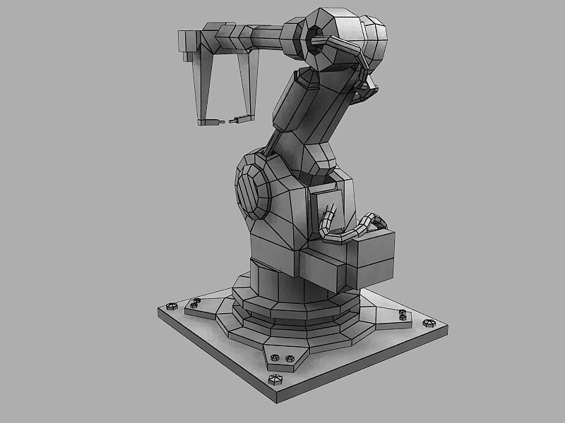 Robot Arm Low-poly 3D model_6