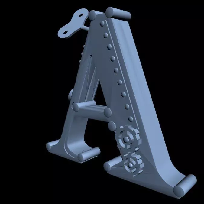 Print Ready STEAMPUNK Alphabet bookend Letter A Free 3D print model_0