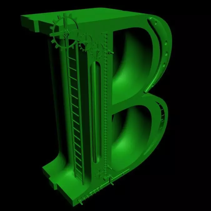 Print ready STEAMPUNK Alphabet Letter B Free 3D print model