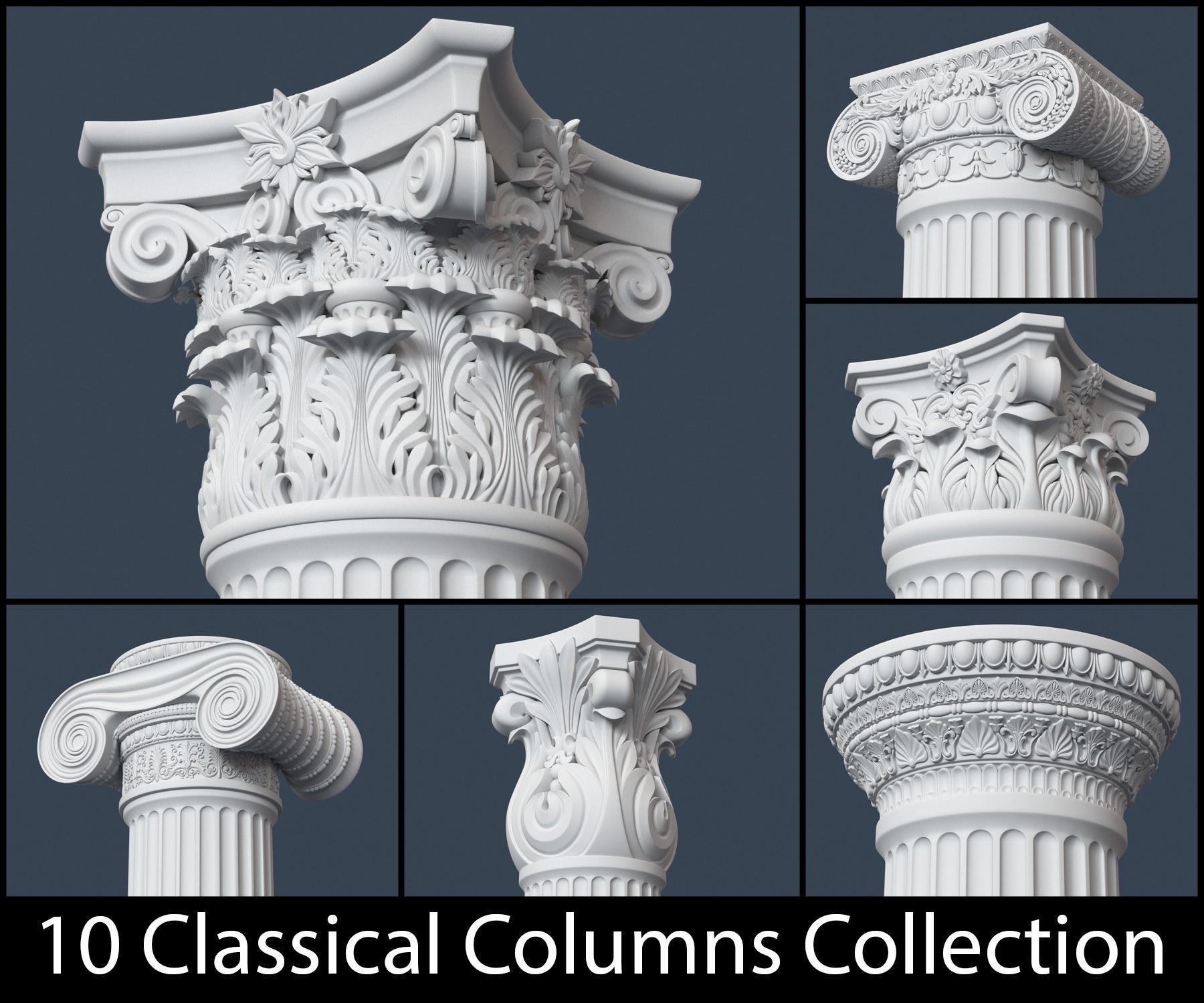 10 Classical Columns Collection 3D model_0