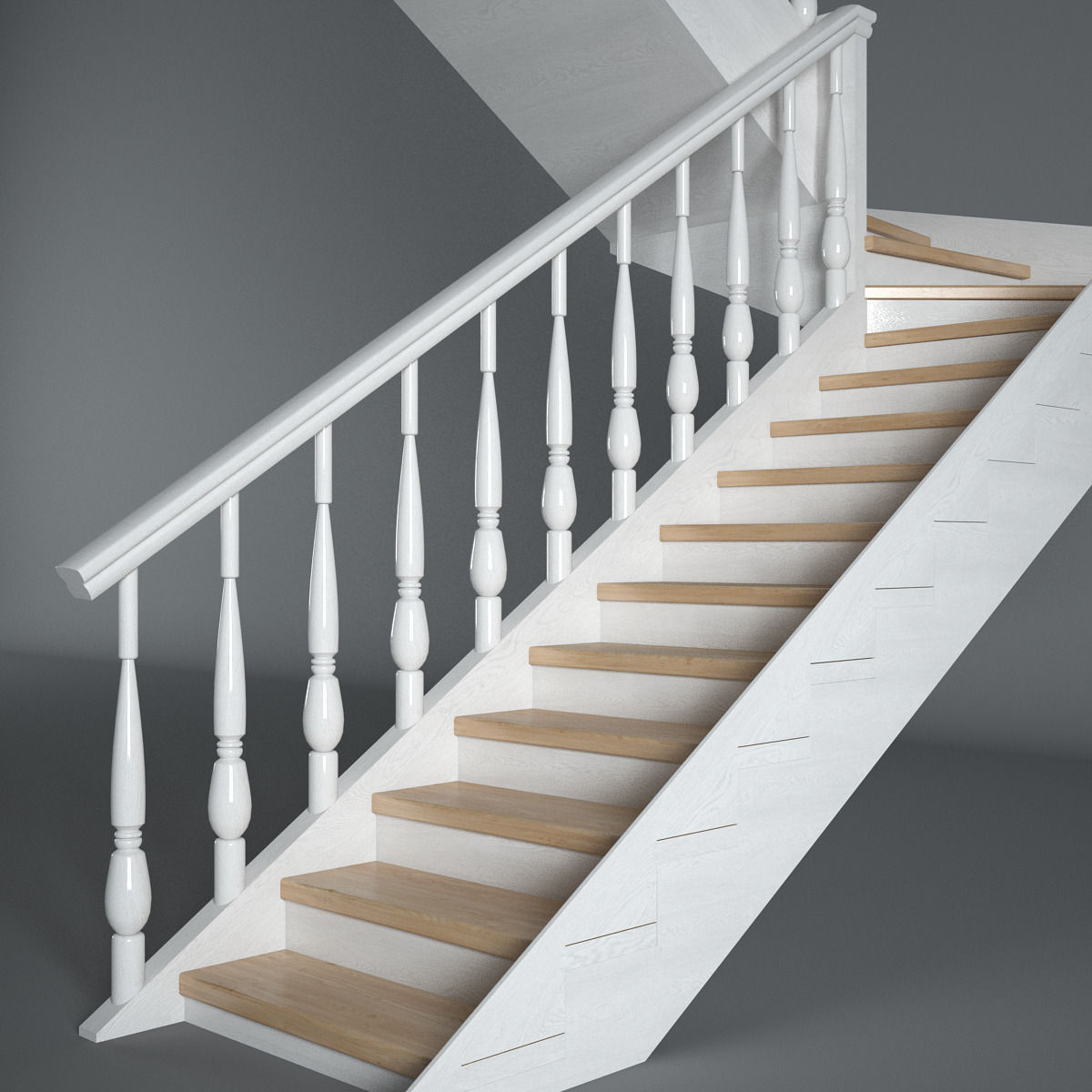 Wooden Stairs 3D model_2