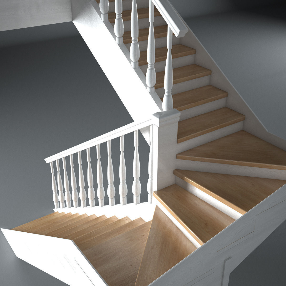 Wooden Stairs 3D model_1