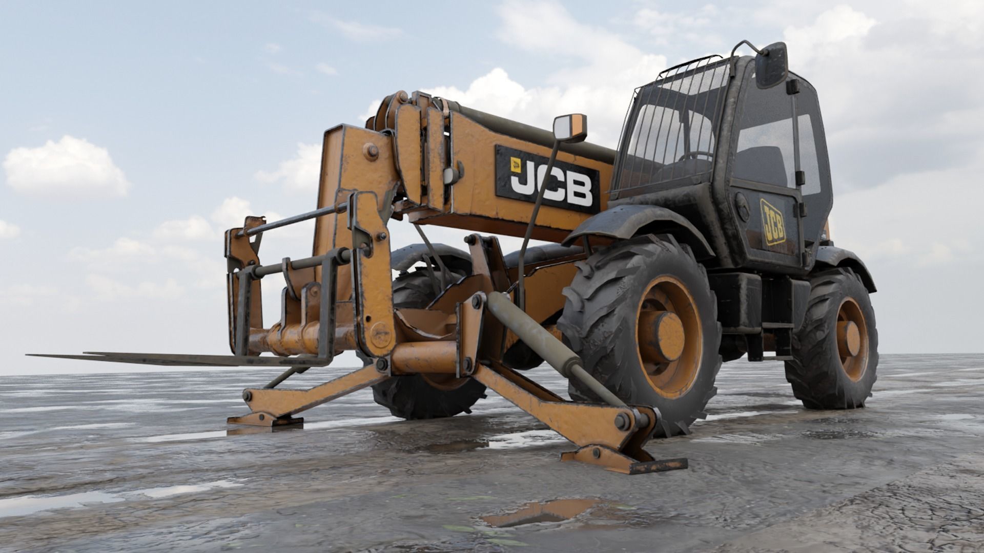 JCB Construction Telehandler Low-poly 3D model_3
