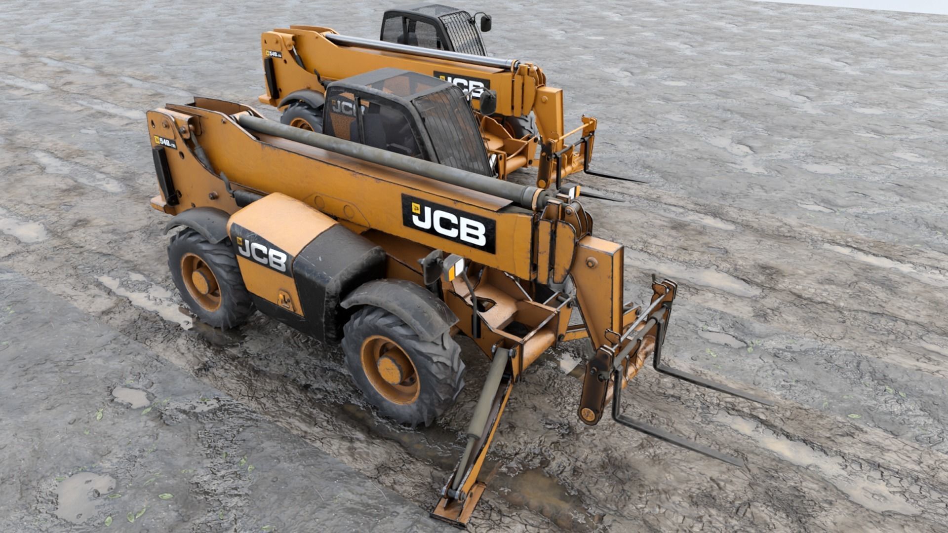 JCB Construction Telehandler Low-poly 3D model_5